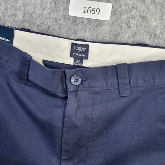 J. Crew Men 9" Casual Stretch Chino Short Navy 32 Flat Front Preppy Nautical - Picture 2 of 6